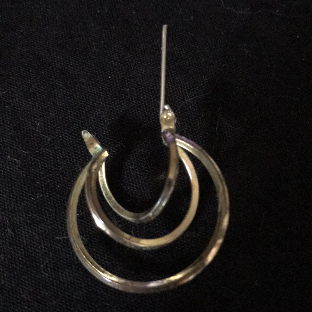 Vintage Gold Triple Loop Earrings - Picture 3 of 4